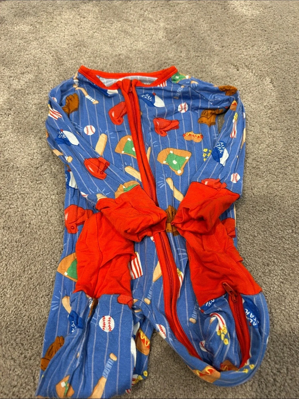 Little Sleepies Baseball Print Zippy